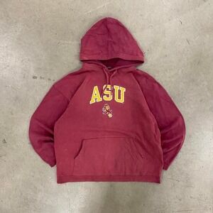 Vintage 90s Arizona State University Sun Devils Sparky Burgundy Hoodie Size XL